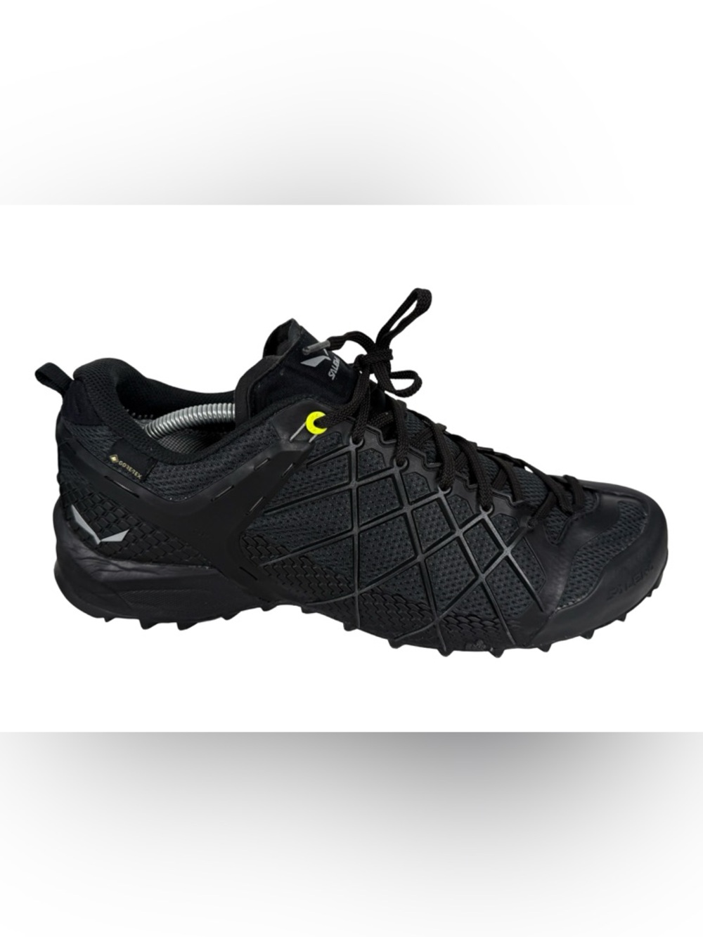Salewa MS Wildfire GTX Size US 12.5 Trail Hiking Shoes Mens Black Out Silver